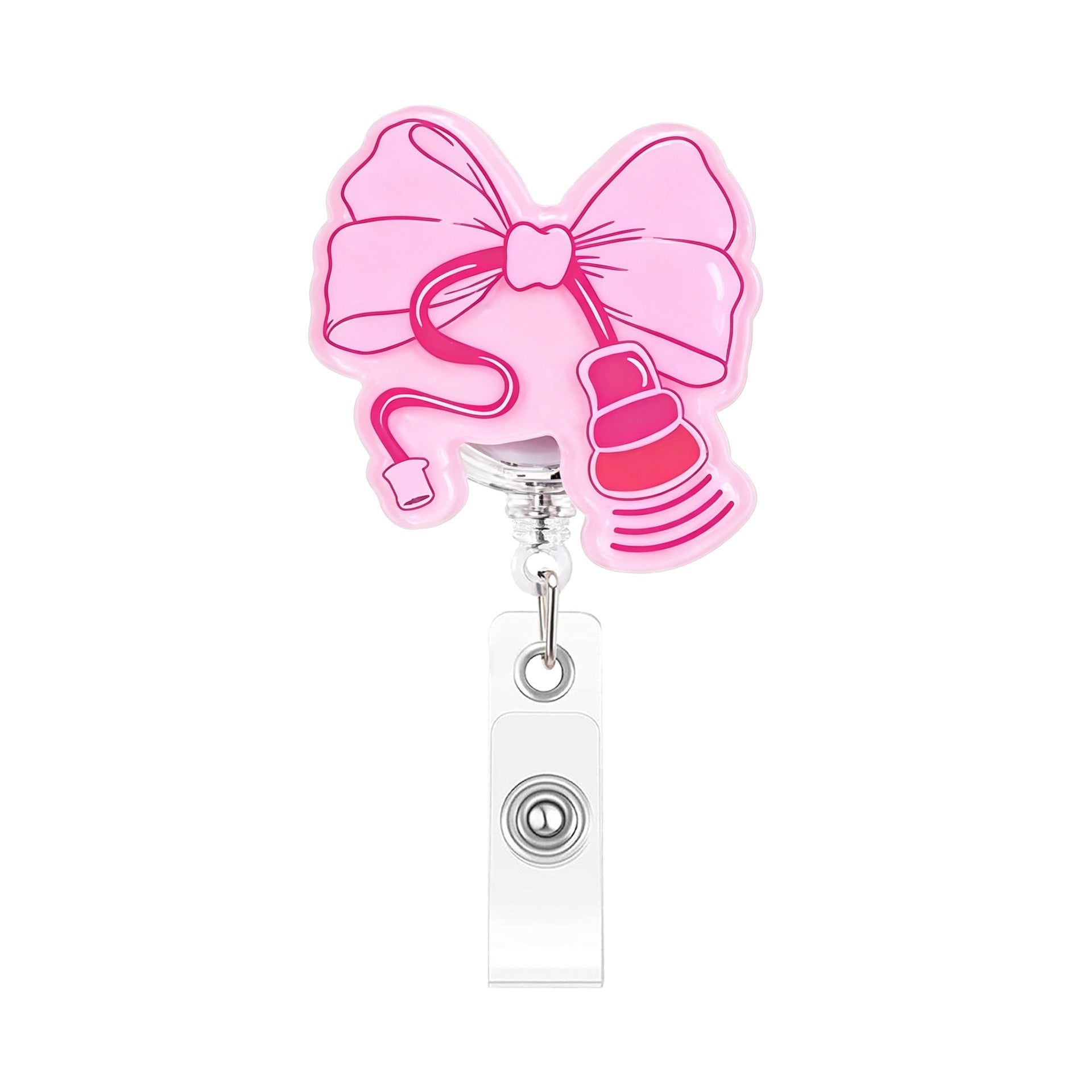 Wholesale Glitter Acrylic Retractable ID Card Holder Heart Design for Girls Fashion Accessory