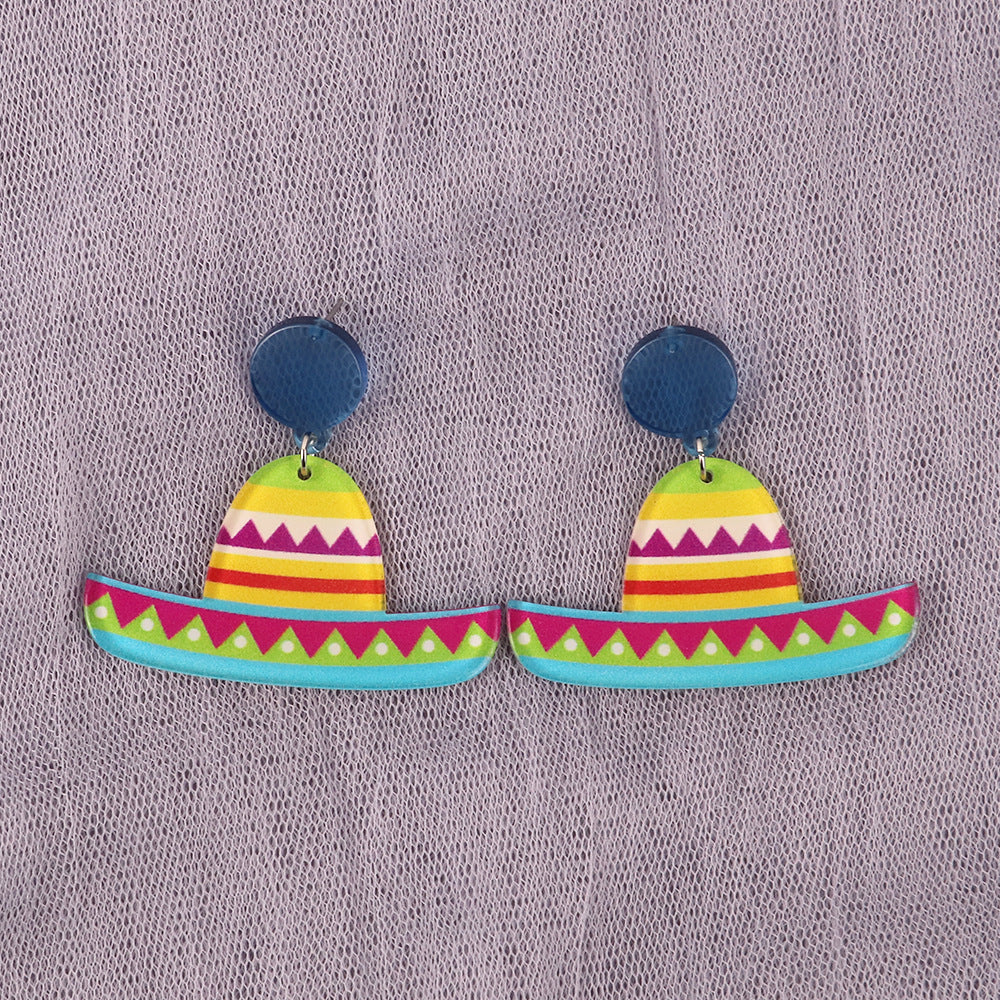 Wholesale Mexican Style Hat Acrylic Earrings ACC-ES-ChouD003