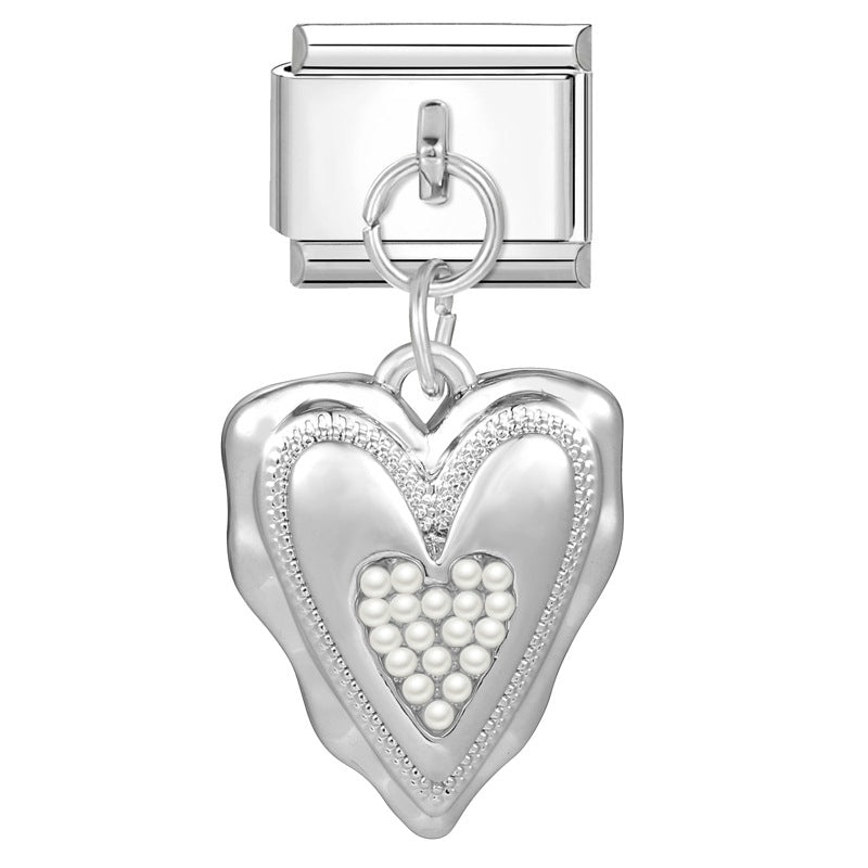 Wholesale Italian Charm Bracelet 9mm DIY Splicing Heart Pendant Stainless Steel Composable Bracelet