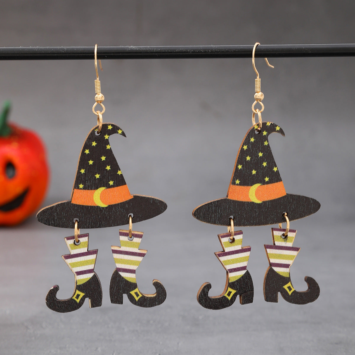 Wholesale Halloween wood chip earrings