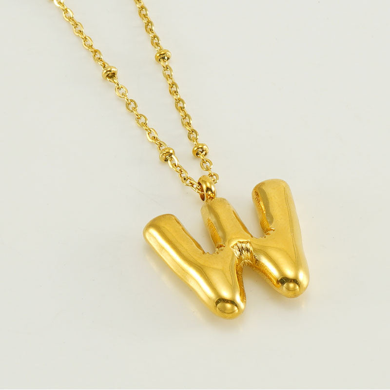 Wholesale  bubble letter necklace 18K stainless steel English letter pendant jewelry