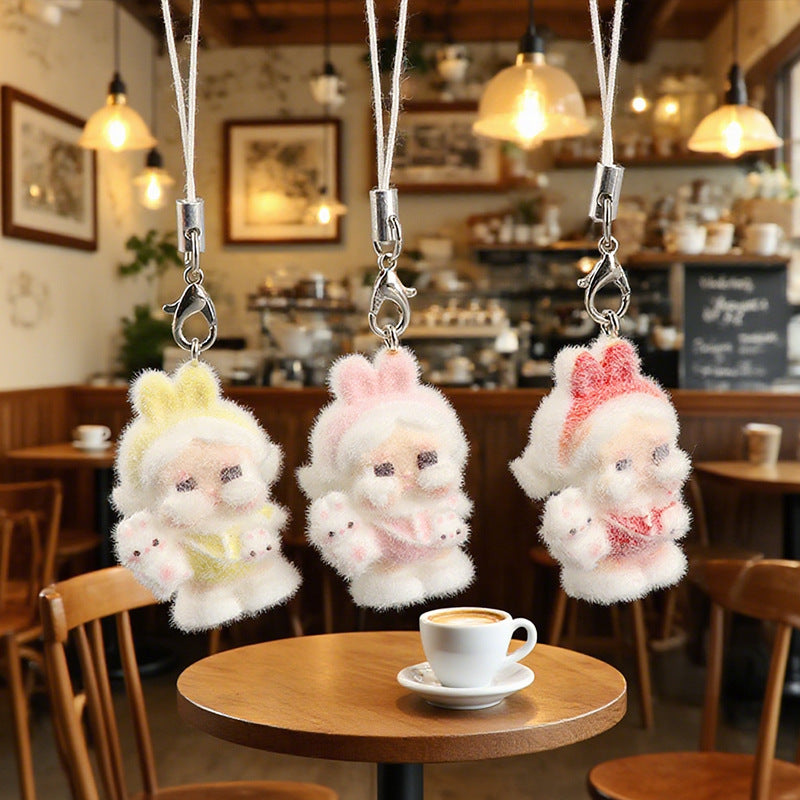 Wholesale Creative flocked  keychain