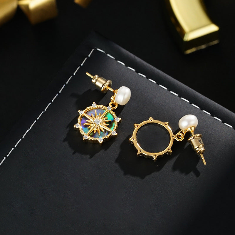 Wholesale Natural  beads abalone shell eight mans star pendant earrings