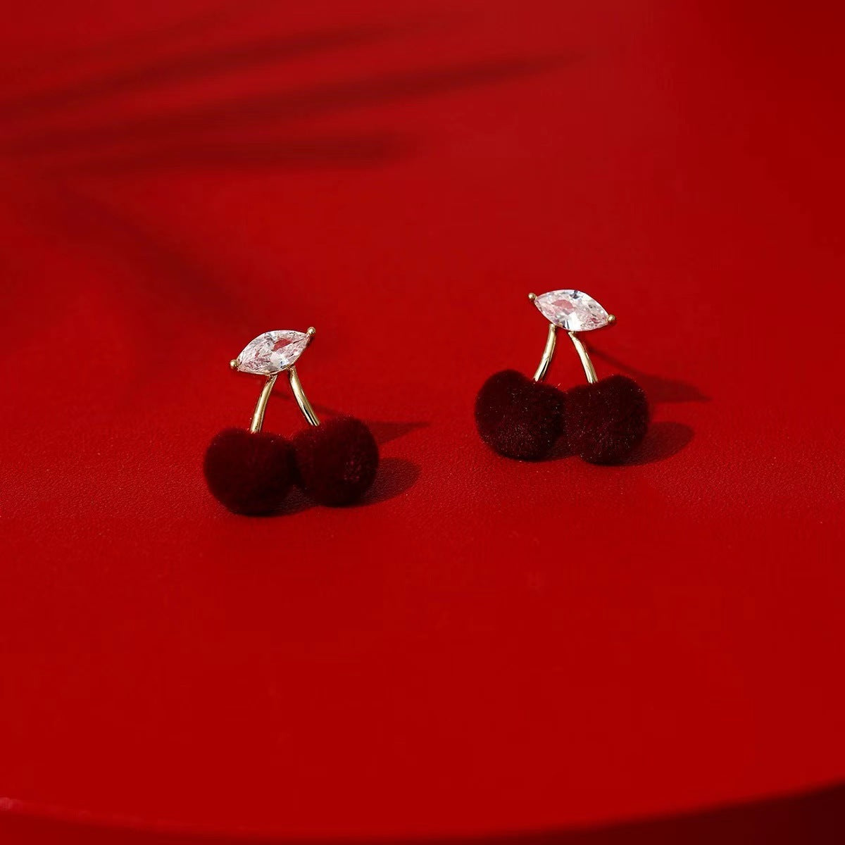 Wholesale cute red cherry earrings