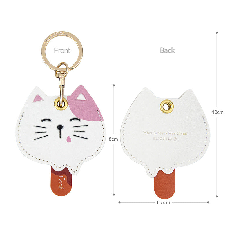 Wholesale Fruit Print Drop Shaped PU Leather Card Holder Keychain Cute Bag Charm Boutique Resale Gift