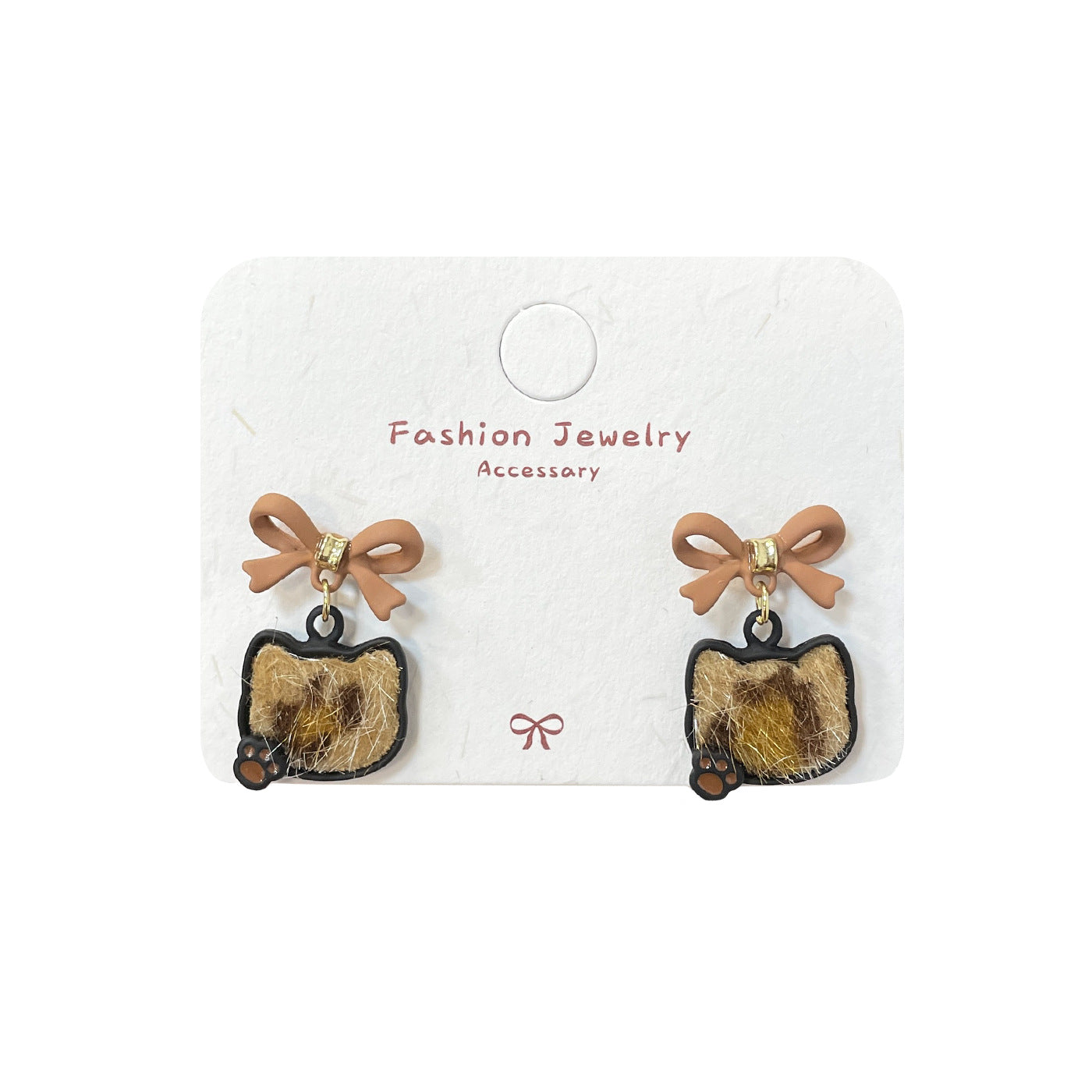 Wholesale Vintage Leopard Print Kitten Heart Earrings