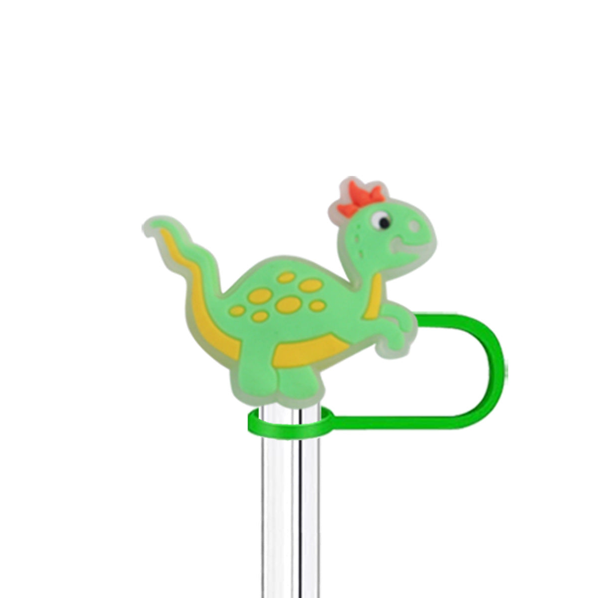 Wholesale  10pcs Cartoon Dinosaur 10mm PVC Soft Straw Tube Cap