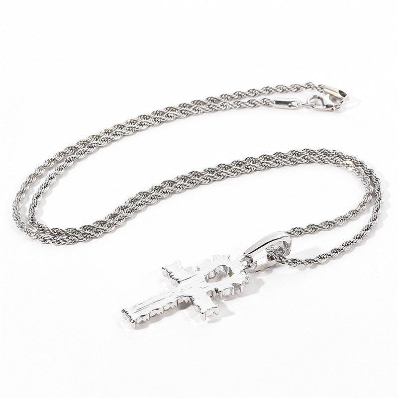 Wholesale Alloy Cross Pendant Full Diamond  Necklace