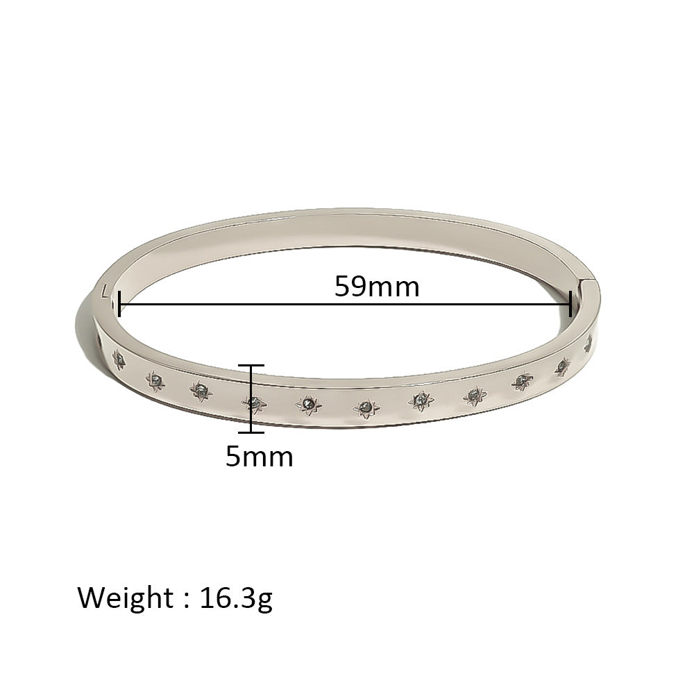 Wholesale Stainless Steel 18K Gold Plated Geometric Star Flower Zircon Bracelet