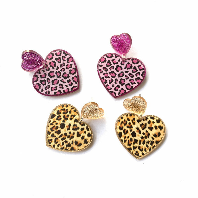 Wholesale Valentine' s Day Acrylic Heart Element Earrings