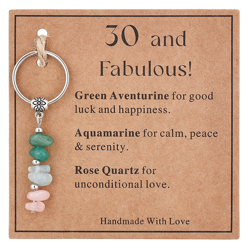 Wholesale  Stone Beaded Keychain Citrine Moonstone Gravel Combination Stainless Steel Bead Key Chain