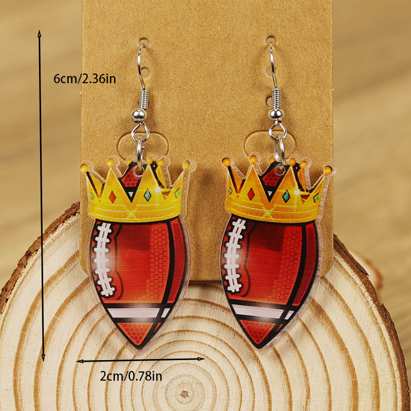 Wholesale  Sports Style Ball Cute Cartoon Crown Acrylic Earrings