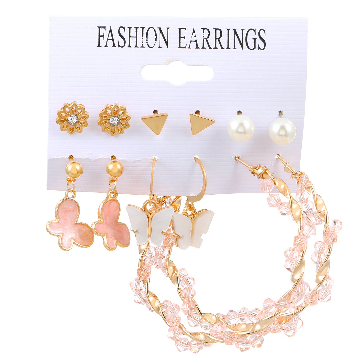Wholesale Gold Geometric Pearl and Diamond Earrings Sets ACC-ES-MY027