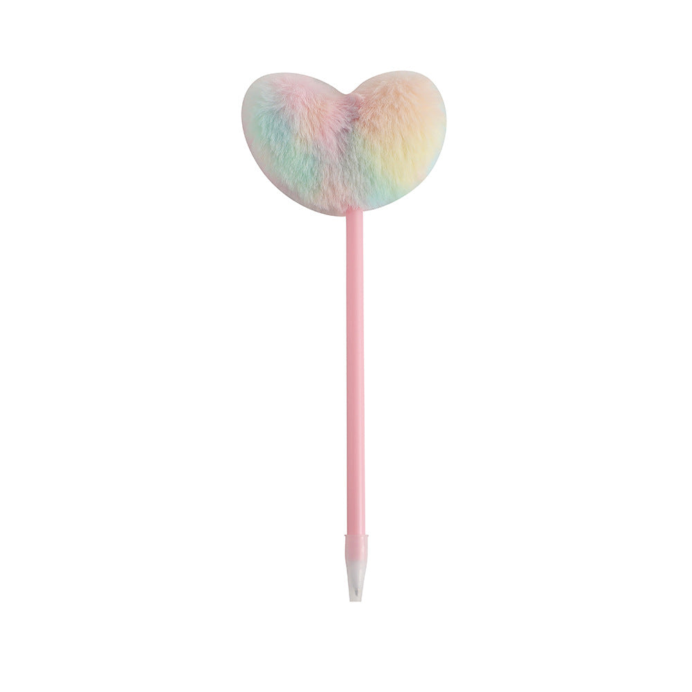 Wholesale Cartoon Heart-shaped Hair Ball Creative Ballpoint Pen Plush ACC-PN-SuManshu002