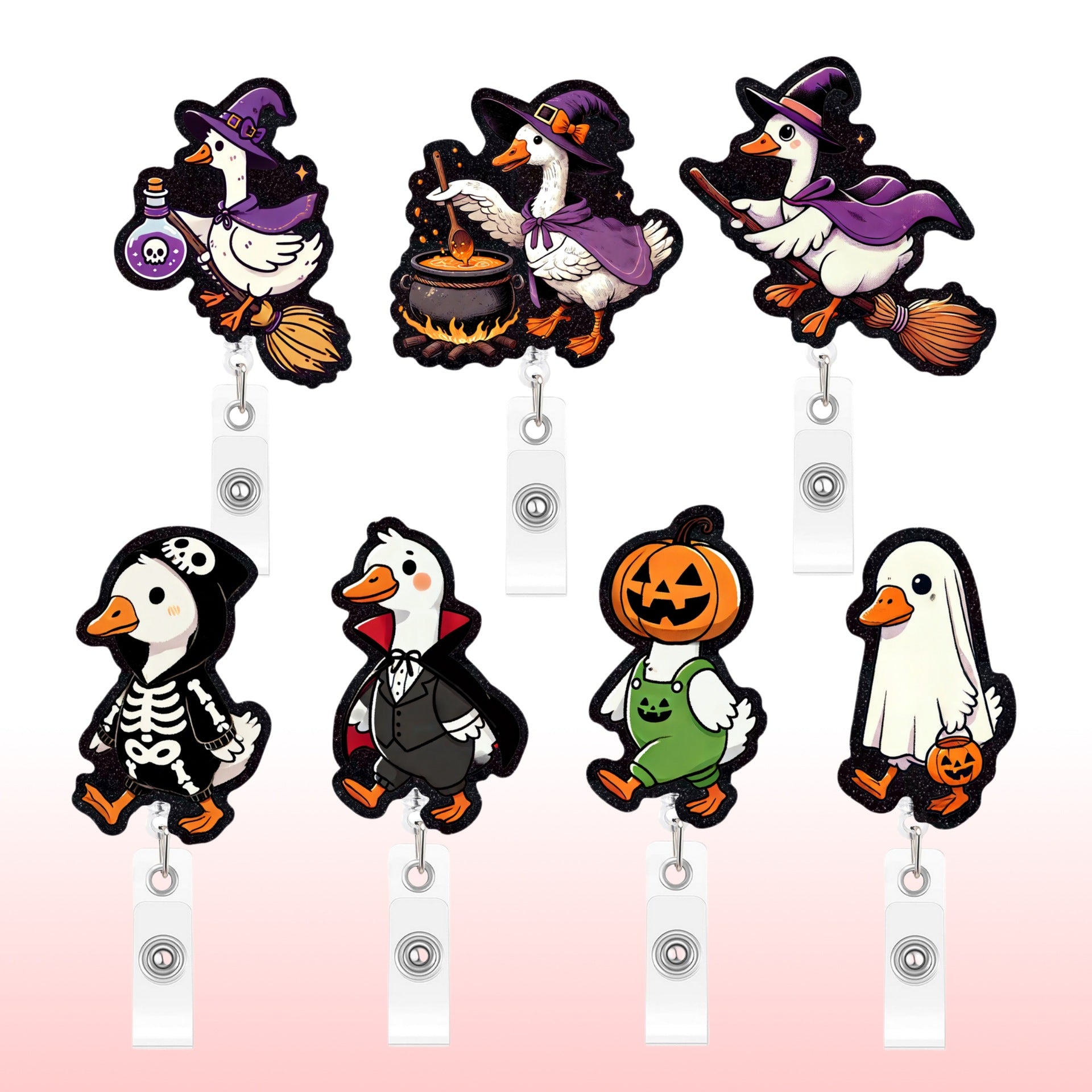 Wholesale Plastic  Badge Reels with Silly Goose Design,  Retractable Id Badge Holders,  Fun Party Accessory