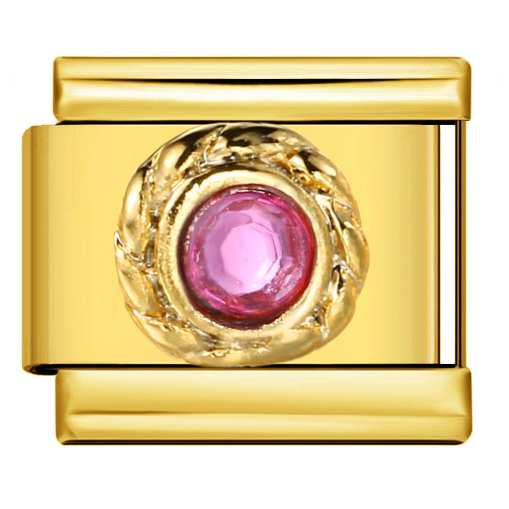 Wholesale Italian Charm Bracelet 9mm DIY Splicing Removable Micro-paved Colored Zirconia Stainless Steel Composable Bracelet