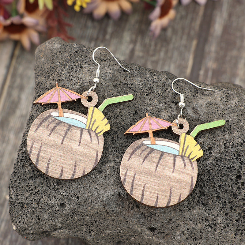 Wholesale  Milk Fruit Creative Wooden Earrings