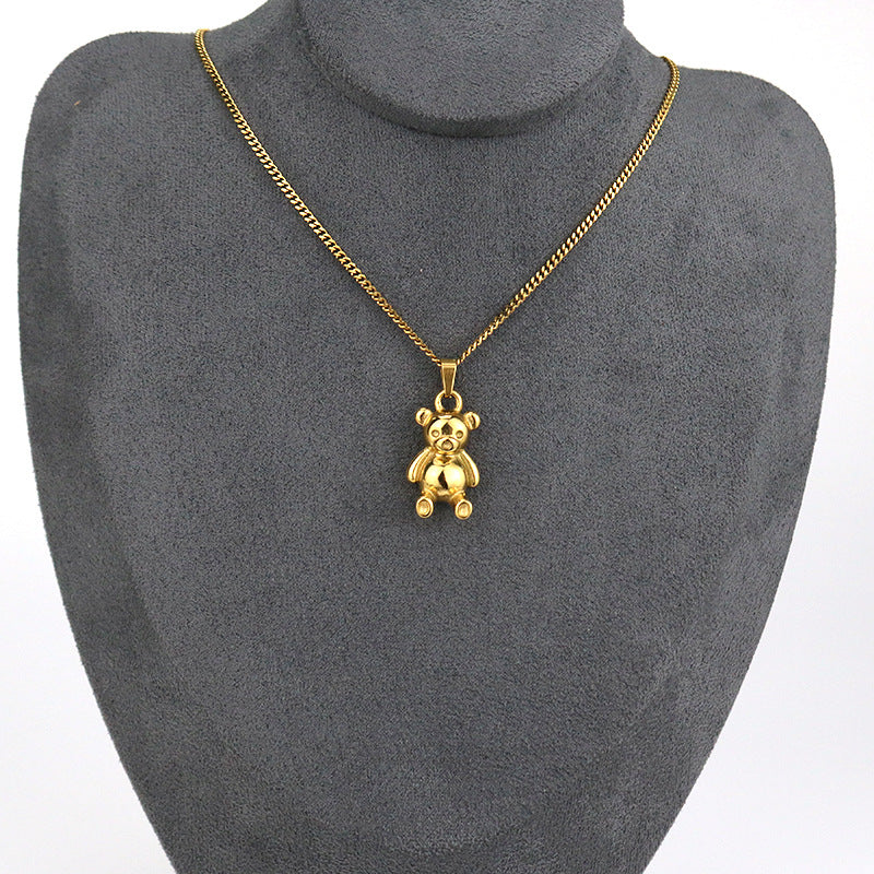 Wholesale Light Luxury Bear Necklace Titanium Steel Plated 18K Gold Necklaces ACC-NE-GuDi010