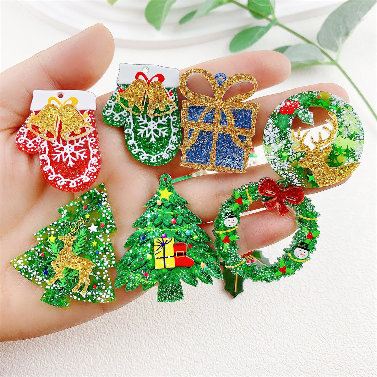 Wholesale 10pcs Acrylic Double Layer Christmas  Pendant