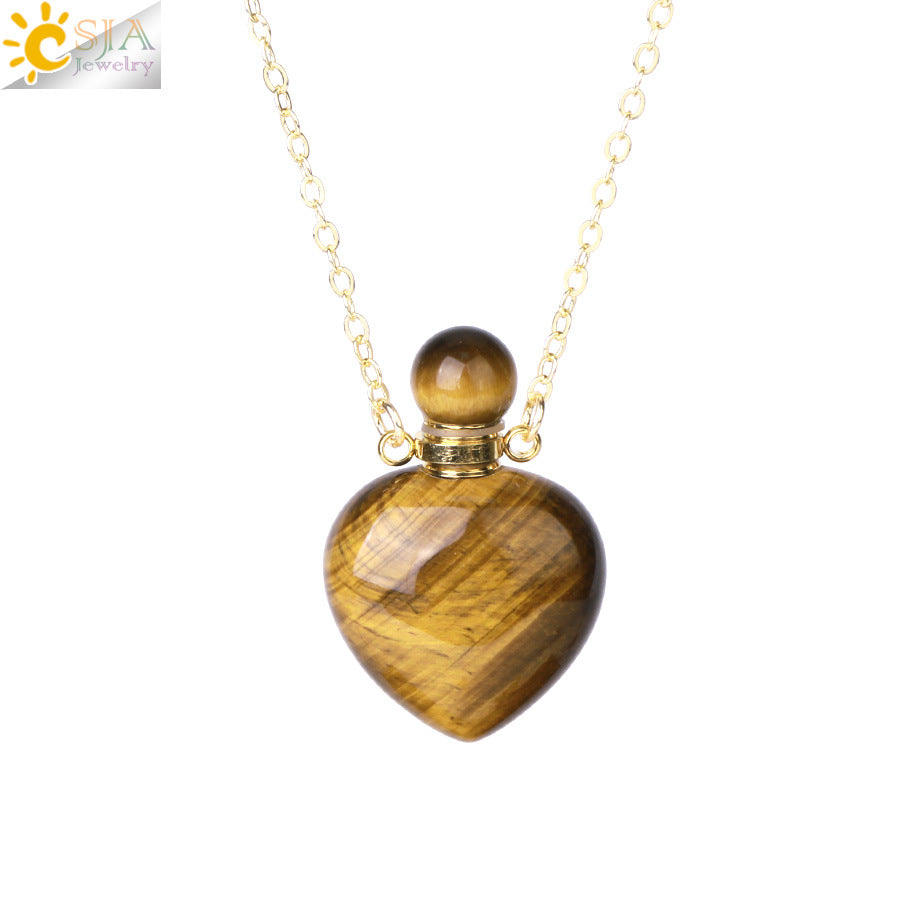 Wholesale Natural Stone Crystal Perfume Bottle Necklace ACC-NE-HuaiShe001