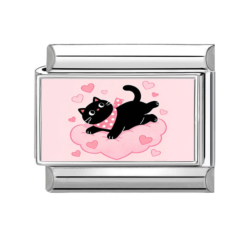 Wholesale Cat Theme DIY Modular Bracelet Stainless Steel Fashion Jewelry Accessory Gift