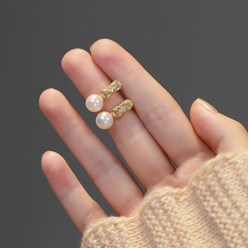 Wholesale Sterling Silver Earrings Flower Pearl Earrings ACC-ES-Hanxi014