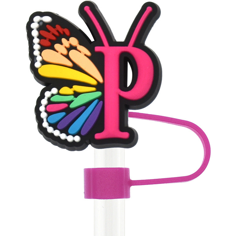 Wholesale 100pcs Random 100pcs Butterfly 10mm PVC Soft Straw Tube Cap