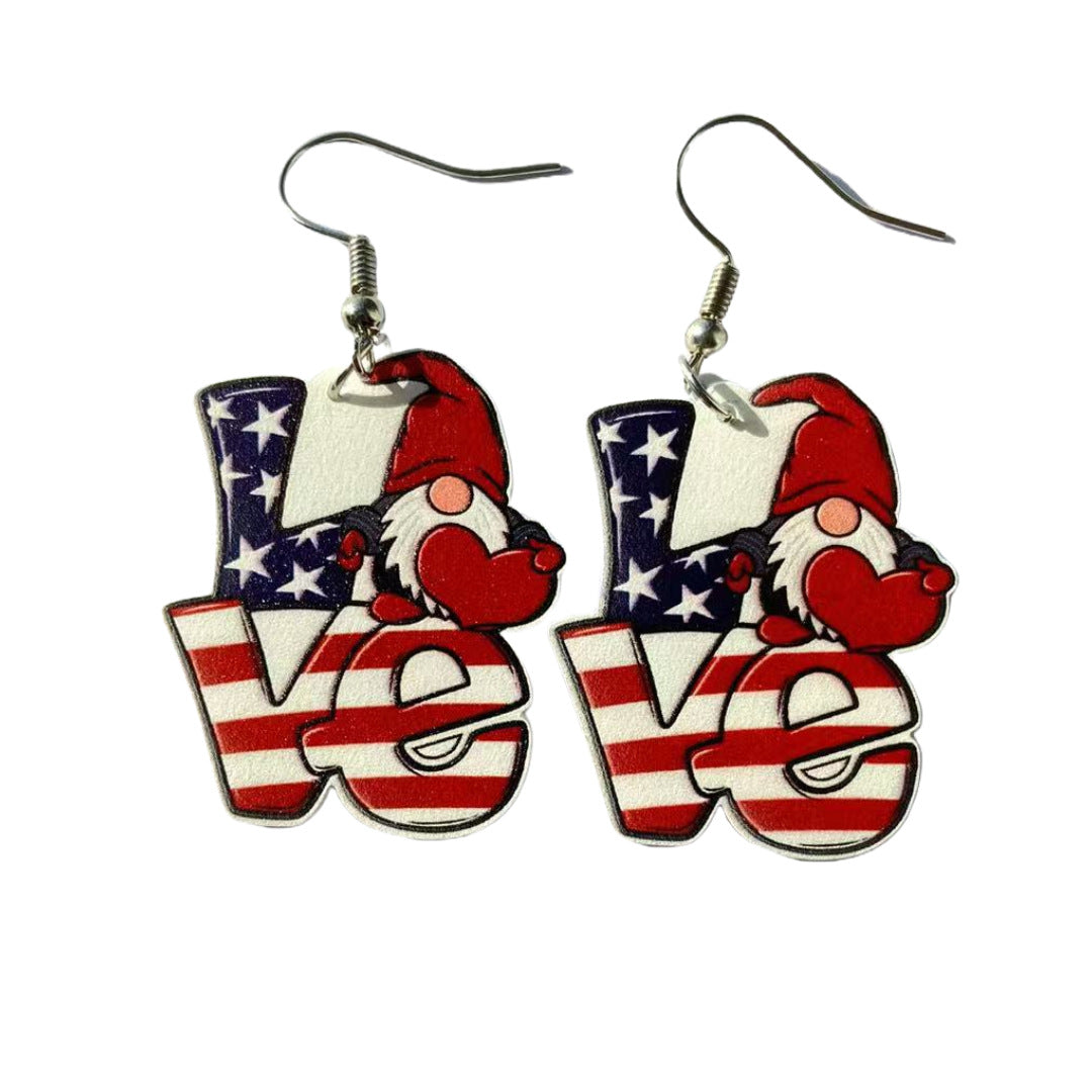 Wholesale Acrylic Earrings with the American Independence Day Flag Design