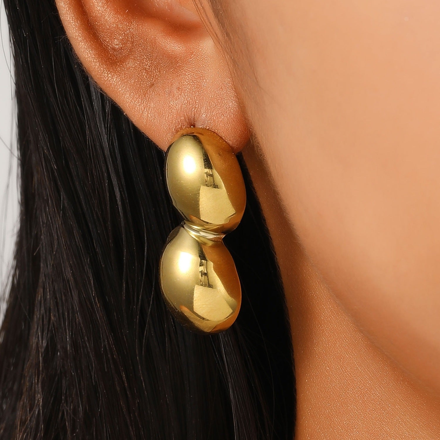 Wholesale Vintage French Geometric Irregular Drop Earrings for Women,  Stainless Steel Gold Plated Trendy Fashion Accessory Gift