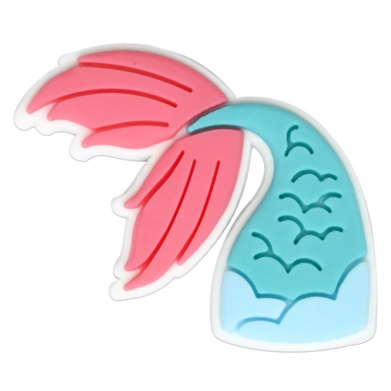 Wholesale Random 100pcs Colorful Mermaid Tail Series  PVC Soft Rubber Shoe Buckle Decoration