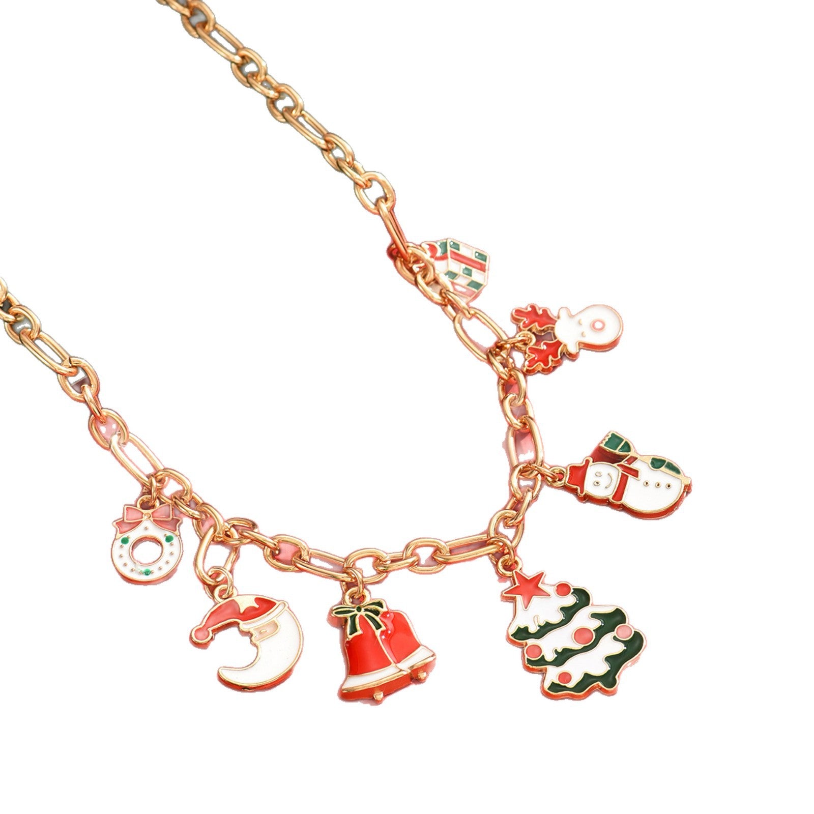 Wholesale Christmas  snowman reindeer colorful clavicle chain necklaces
