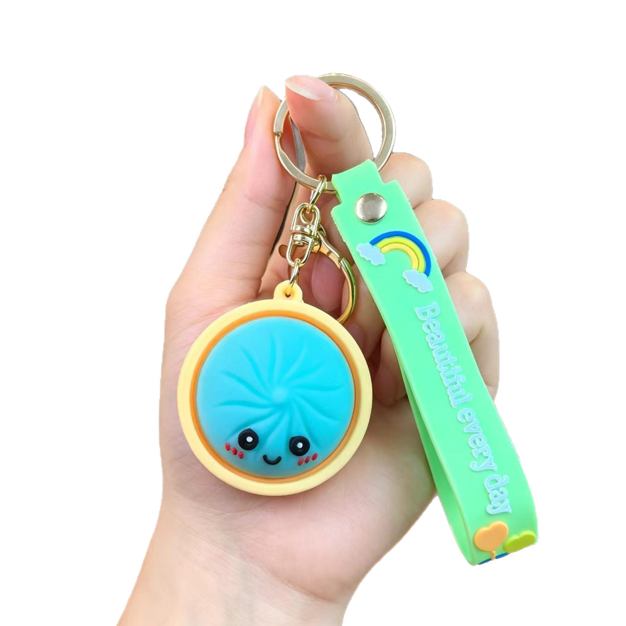 Wholesale PVC Cute Steamed Bun Keychain Pendant - Creative Xiaolongbao Design Car Keychain Bag Charm