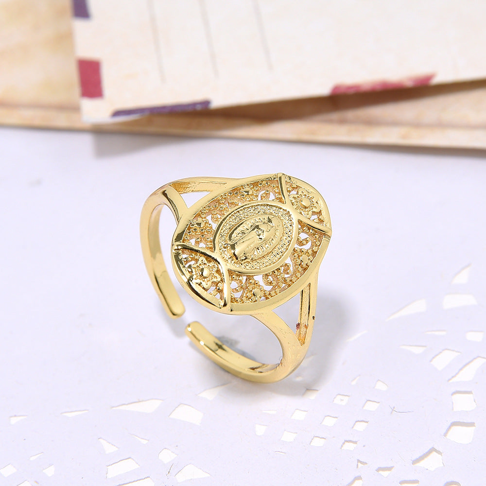 Wholesale Zircon copper plated 18k gold ring