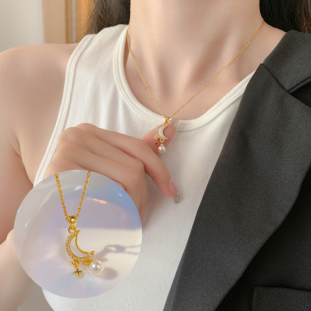 Wholesale Titanium Steel Zircon Clavicle Chain Necklace Korean Style Jewelry Accessory