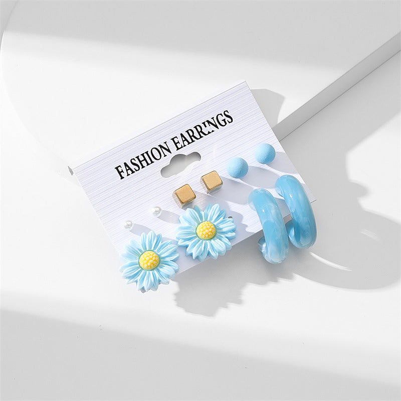 Wholesale Acrylic Solid Color Flower Earrings Set ACC-ES-GuTe002
