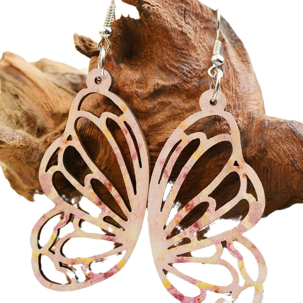 Wholesale Wood Butterfly Hollow Earrings ACC-ES-LuoKun001