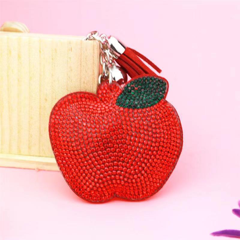 Wholesale  Creative  Velvet Diamond-encrusted Apple Keychain