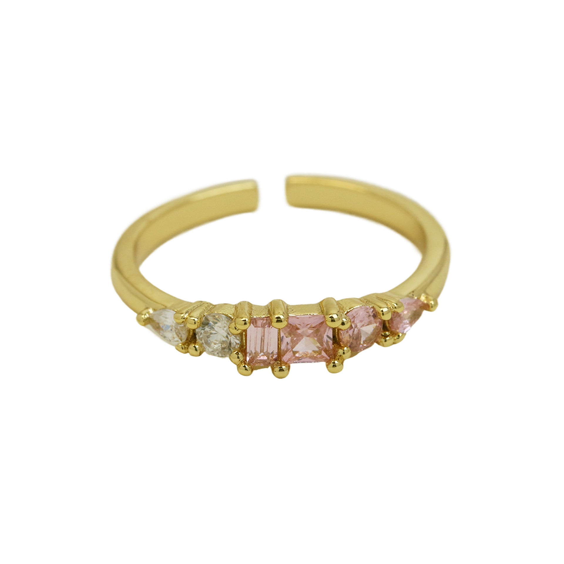 Wholesale 18K Color Zirconium Ladder Square December  Ring