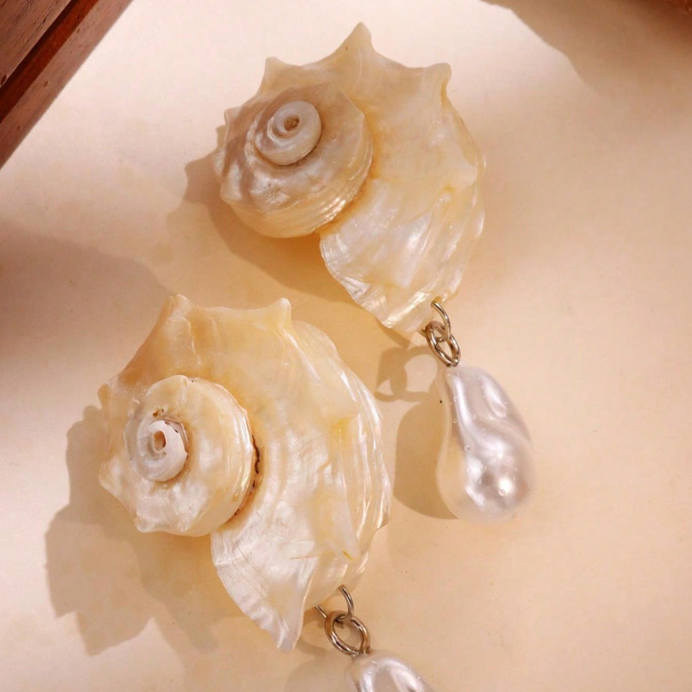 Wholesale Irregular Imitation Pearl Shell Earrings Baroque Niche Style Vacation Fashion Accessory