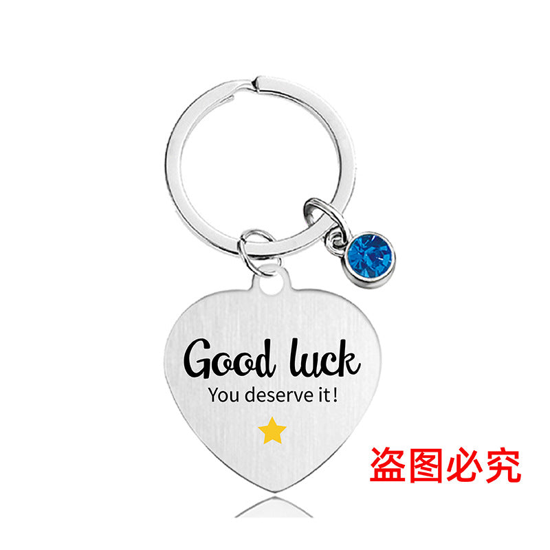 Wholesale Color Printed Blue Diamond Family Affection Inspirational Gift Metal Keychain Creative Keychain ACC-KC-Ganggu022