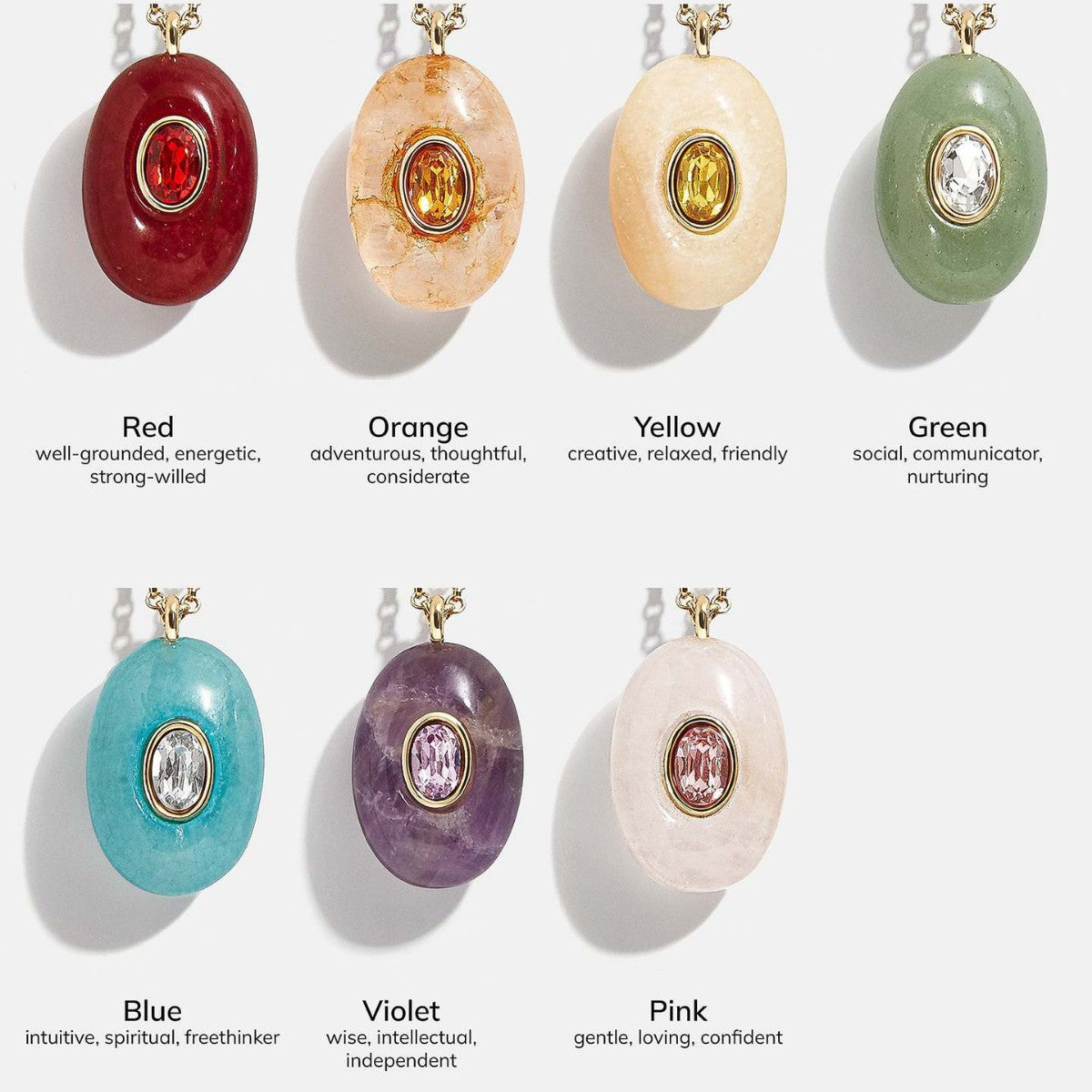 Wholesale Stainless steel natural stone oval necklace