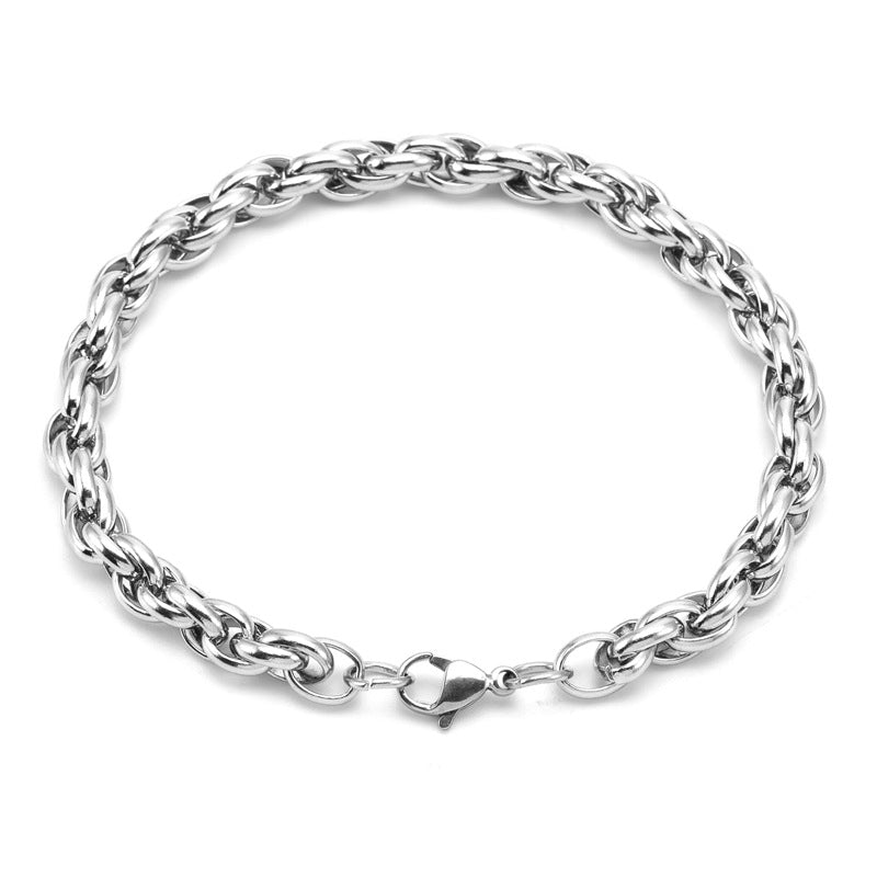 Bracciale hip hop a catena fatto a mano con chiglia in acciaio al titanio all'ingrosso