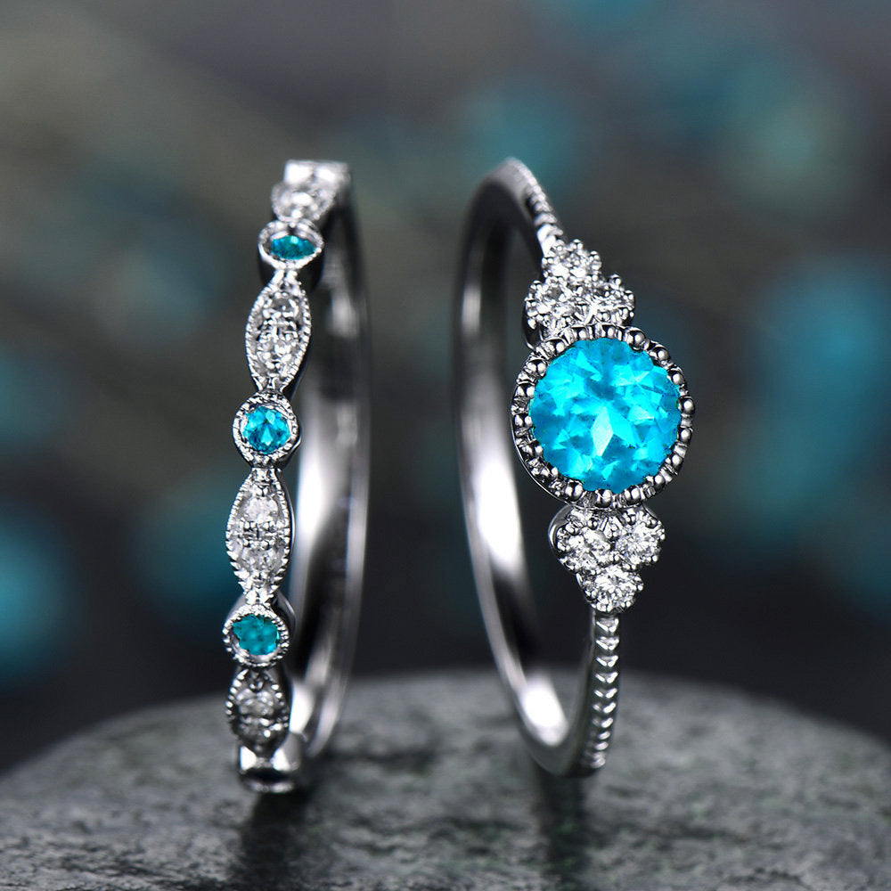 Wholesale Geometric Two Piece Women S Ring Set Purple Alloy Zircon Accent Stylish Boutique Jewelry Accessory