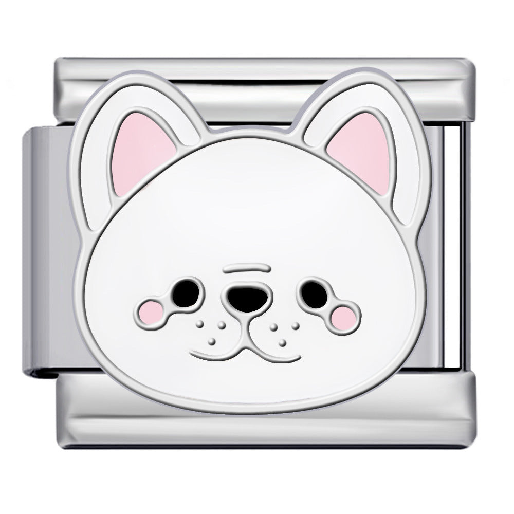 Wholesale Italian Charm Bracelet 9mm DIY Splicing Cute Cartoon Dog Stainless Steel Composable Bracelet