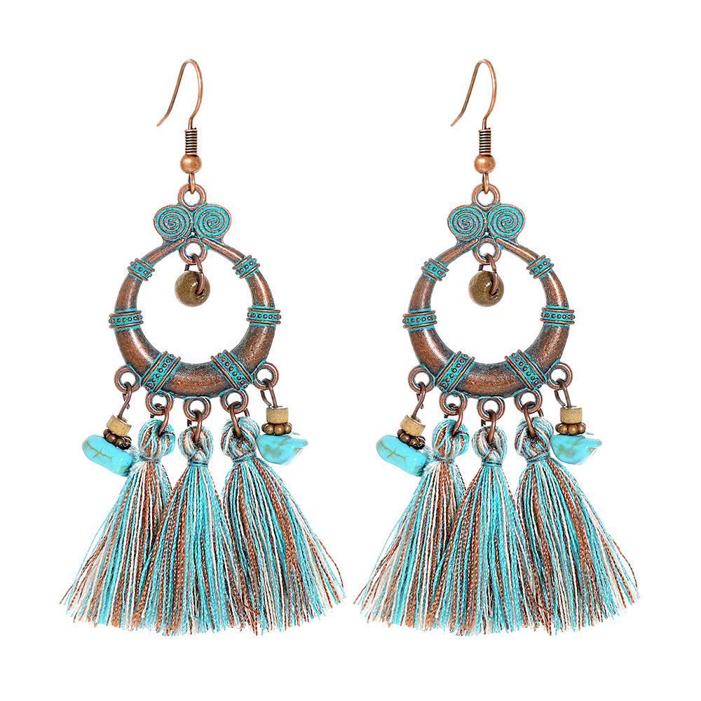 Wholesale Crystal Bohemian Tassel Earrings Vintage Style Women Jewelry Accessory for Everyday Gift