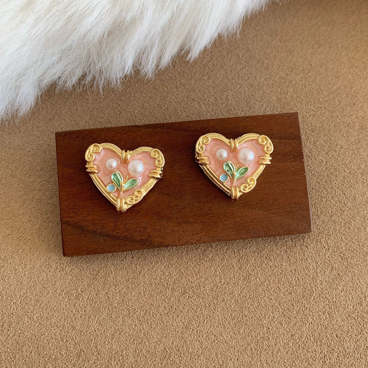 Wholesale oil painting pearl Monet garden earrings silver needle exquisite  design sense of medieval earrings