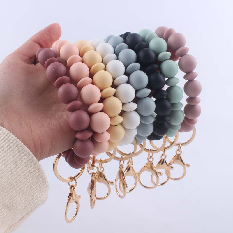 Wholesale  food grade silicone beads spacer beads bracelet beaded wrist keychain