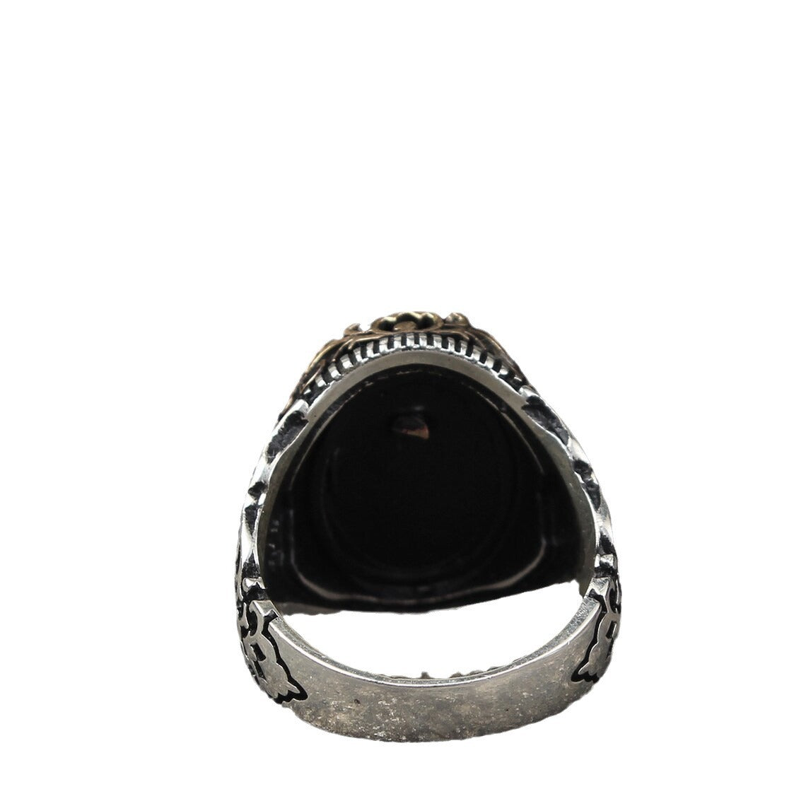 Wholesale Black Zircon Retro Ring Two-Color Men' s Ring