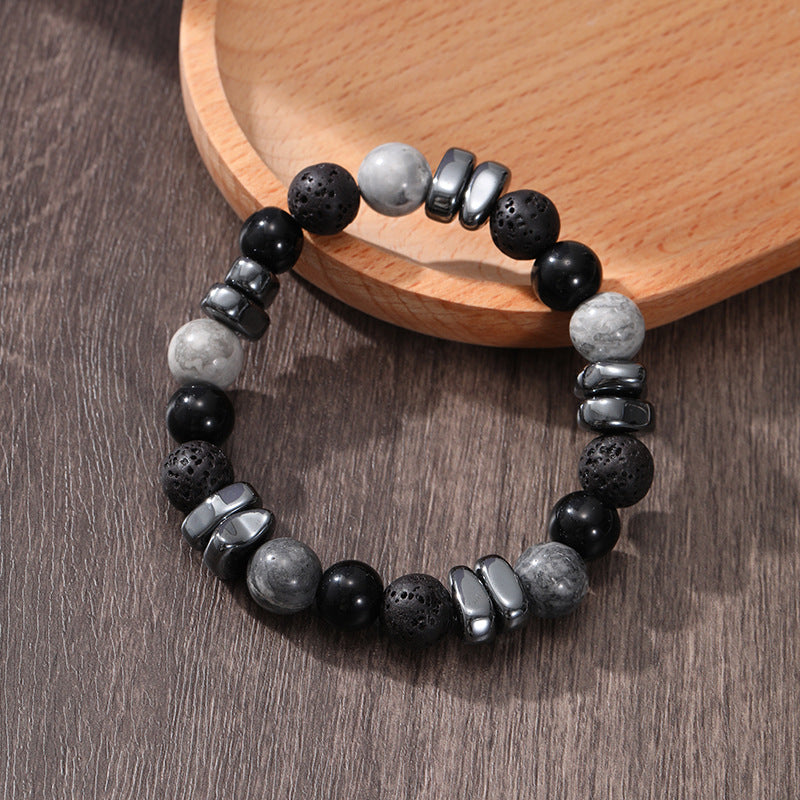 Wholesale Natural Volcanic Stone Snowflake Stone Beads Bracelet