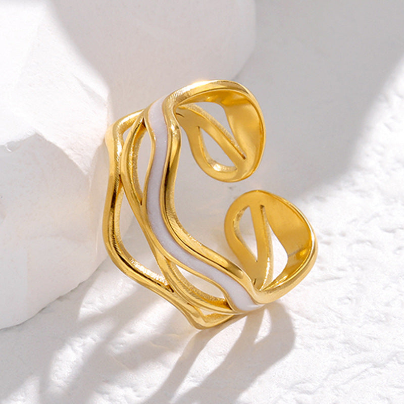 Wholesale Stainless Steel Open Ring Irregular Wave Design Fashion Accessory For Women